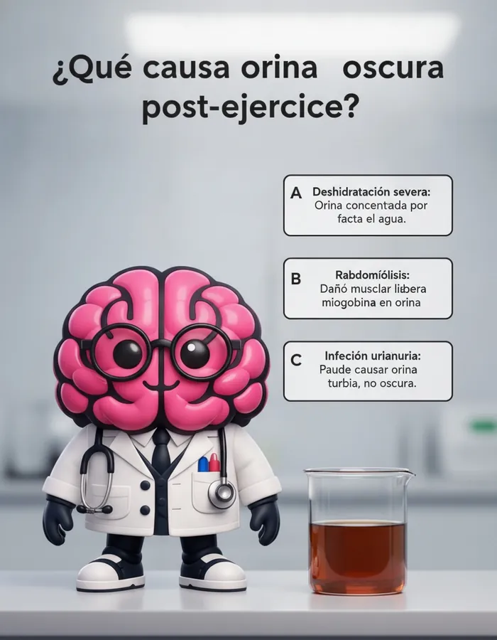 ¿Qué causa orina oscura post-ejercicio?